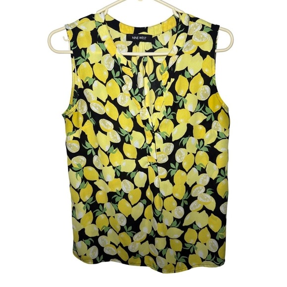 Nine West Tops - Nine West Womens Sleeveless Lemon Print Blouse
